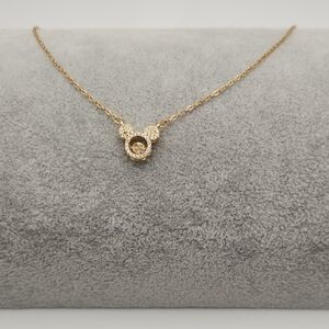 18K Gold Plated Sparkle Zircon Mickey Mouse Outline Pendant Necklace